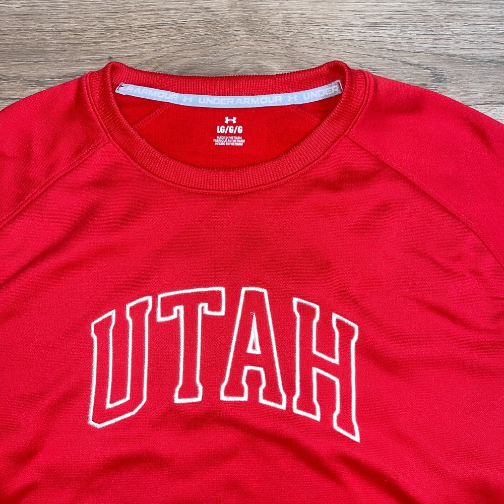 Under Armour Mens Utah Utes Long Sleeve Shirt Large Red Athletic NCAA Fan